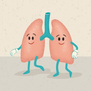 Bilde av to tegned lunger med ansikt, armer og føtter