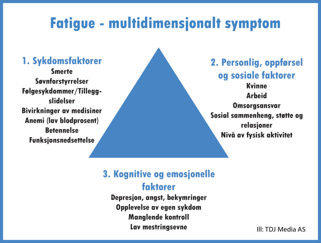 Illustrasjon av hvordan fatigue er et multidimensjonalt symptom