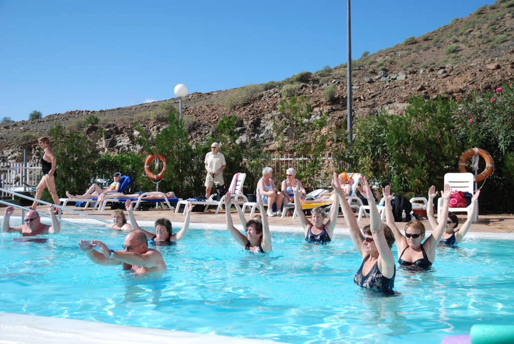 Bassengtrening gruppe ute på Gran Canaria