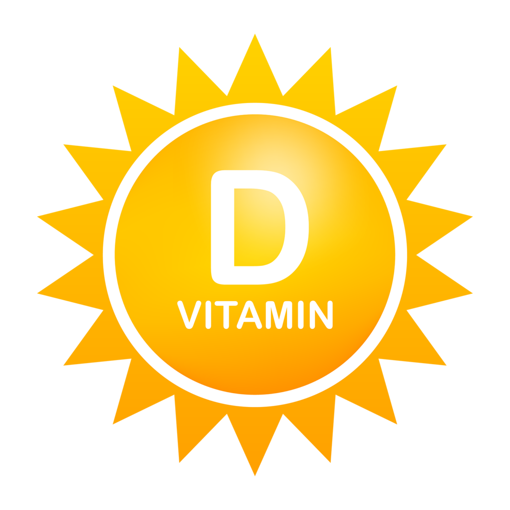 Illustrasjon av stor gul sol det er skrevet D Vitamin inni